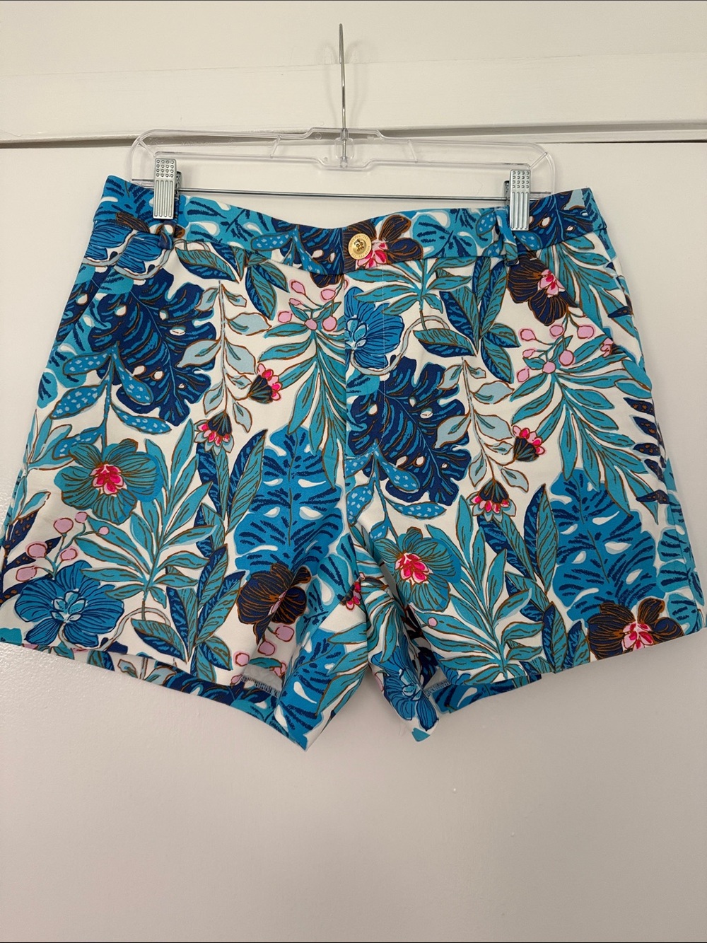 Lilly Pulitzer Gretchen High Rise Short in Breezy Aqua Best Fronds Forever Print